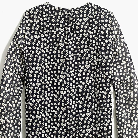 J Crew Smocked Long Sleeve Top in Lavinia Ditsy Navy Mult 6 - Picture 1 of 8